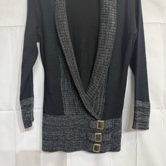 Venus Black Open Front Buckle Cardigan Sz M - Picture 4 of 13